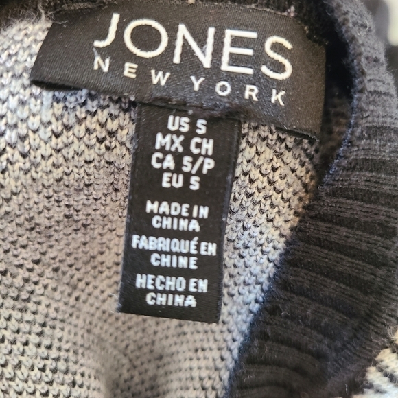 JONES New York Black & White Cotton Blend Plaid Cardigan Size Small - Picture 5 of 6